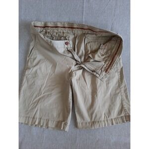 Tommy Bahama Mens 38 Stretch Flat Front Short Cotton Beige Chino Brown Lined Zip